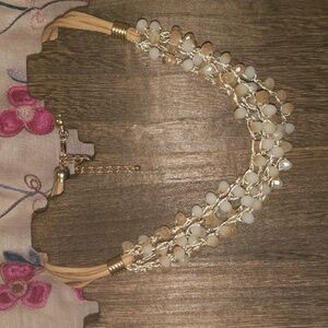 Layered wire corded beaded necklace